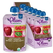 Plum Organics Stage 2 Baby Food, Apple Raspberry Spinach & Greek Yogurt, 3.5 oz Pouch, 6 Count
