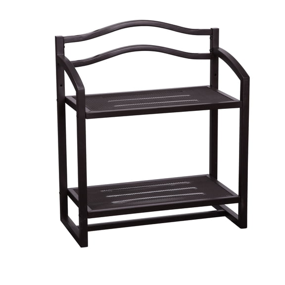 Household Essentials 2-Tier Metal Wall Mount Bathroom Storage Rack, Espresso Brown