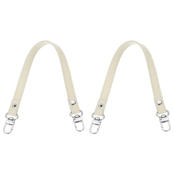 Uxcell 2 Pcs Metal PU Leather Purse Handle Strap Replacement for DIY Women Clutch Bag Handbags Beige 13 inch