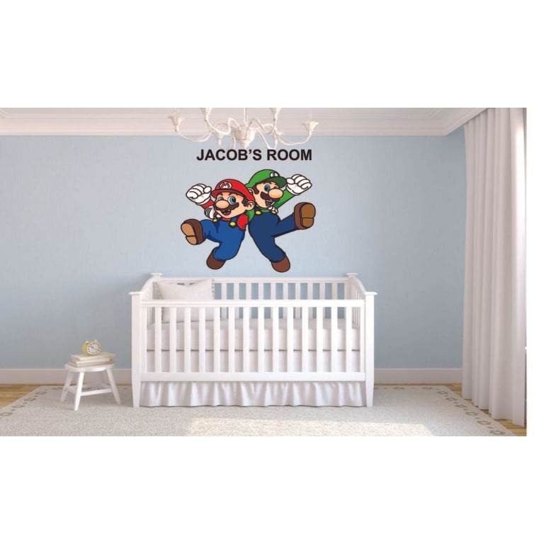 Super Mario Bros Wall Decal Set - 30x27 Inch Video Game Room Decor For Kids & Teens (Mario & Luigi)