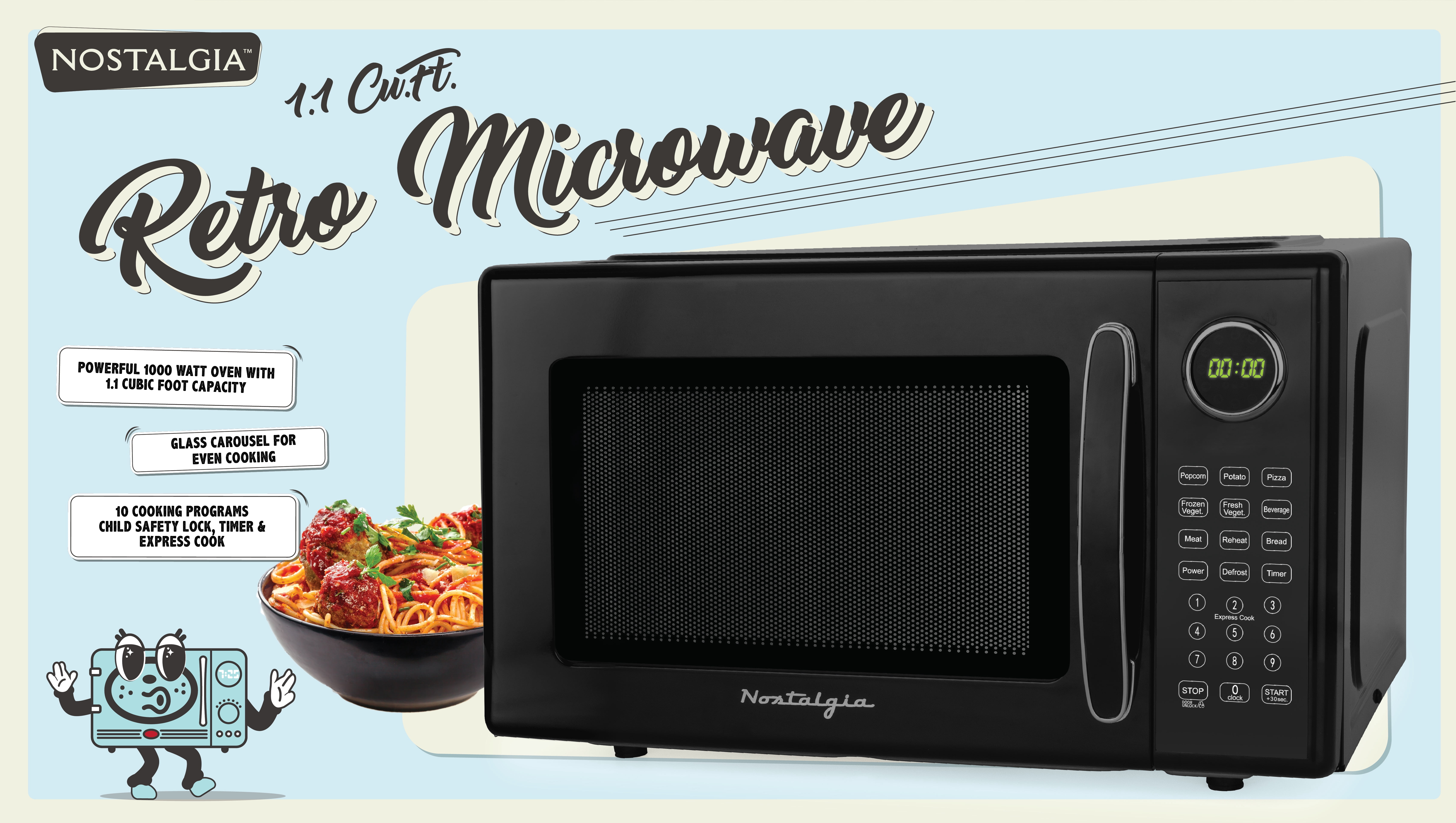 Retro 1.1 cu. ft. Countertop Microwave Oven, Black