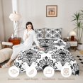 thumbnail image 3 of Homewish Goth Halloween Skull Twin Comforter Sets,Victorian Damask Bedding Set,Black White,Black Reversible,2 Pieces,1 Comforter and 1 Pillowcase, 3 of 7