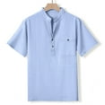 thumbnail image 7 of Yijfswar Mens Short Sleeve Button Shirts Linen Tops Collar Summer T Shirt with Pocket for Beach Casual Wear, 7 of 7