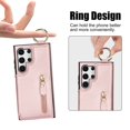 thumbnail image 2 of Designed for Samsung Galaxy S22 Ultra PU Leather Back Case, Vintage Kickstand Card Slots Finger Ring Zipper Drop Protective Business Phone Cover Compatible with Samsung Galaxy S22 Ultra - Rosegold, 2 of 8