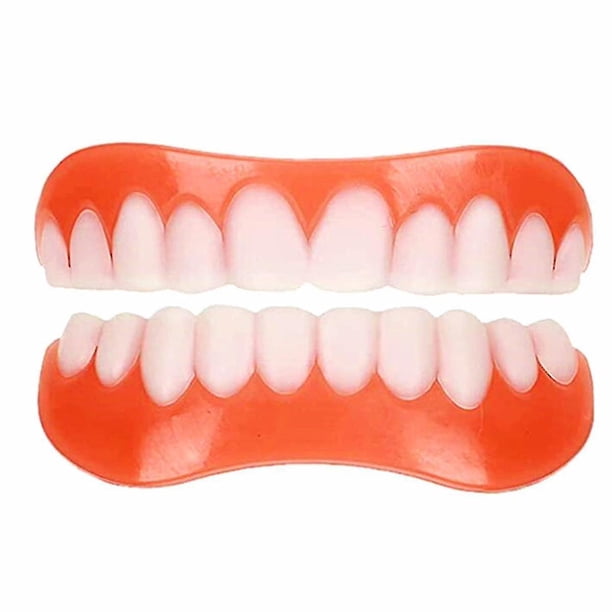 Carillas dentales, dentaduras postizas blancas para mandíbula superior e inferior, dientes falsos para mujeres y hombres, cómodo Flex Cosme
