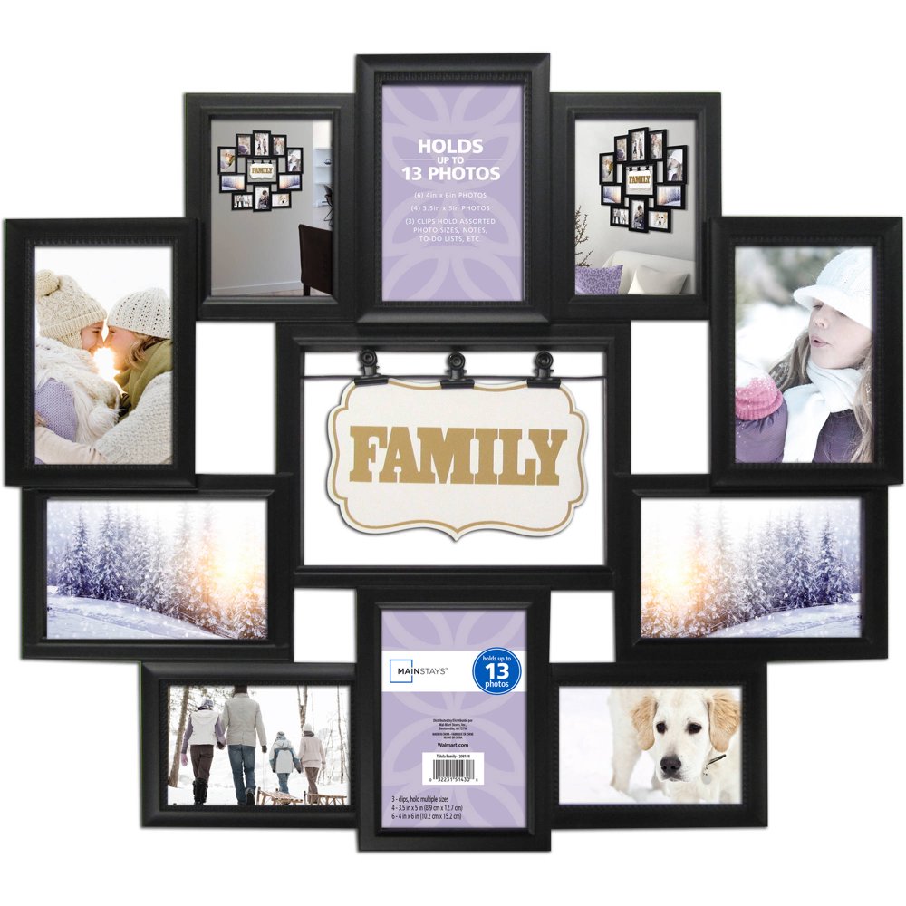 Mainstays 11Opening Collage Frame, Black, Family