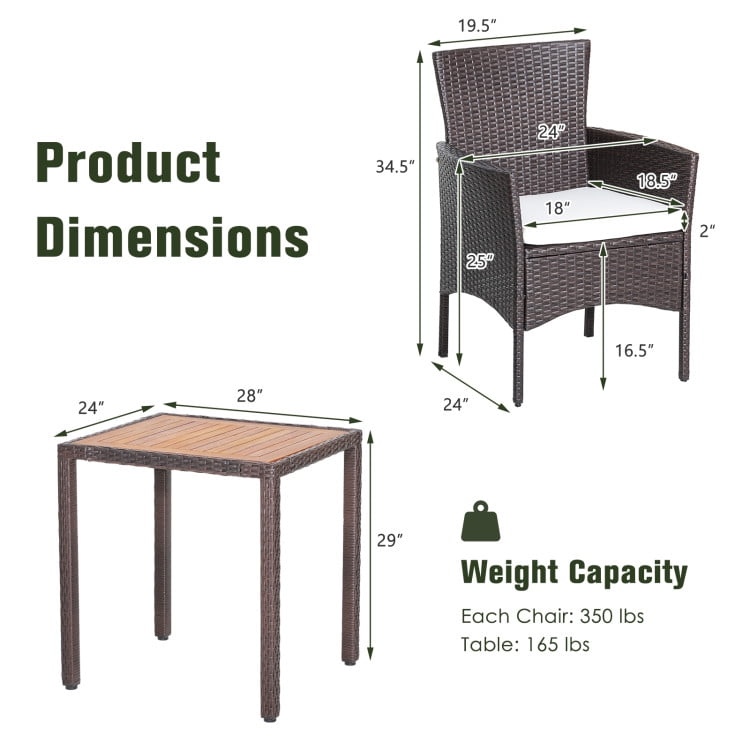 Aimee Lii 3 Pieces Patio Wicker Furniture Set with Acacia Wood Table Top, Outdoor Patio Set Aimee Lii 3 Pieces Patio Wicker Furniture Set with Acacia Wood Table Top, Outdoor Patio Set