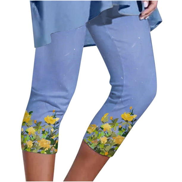 Moda mujer cintura elástica Yoga deporte Floral estampado pantalones Leggings pantalones recortados Fridja alkflakhf38122
