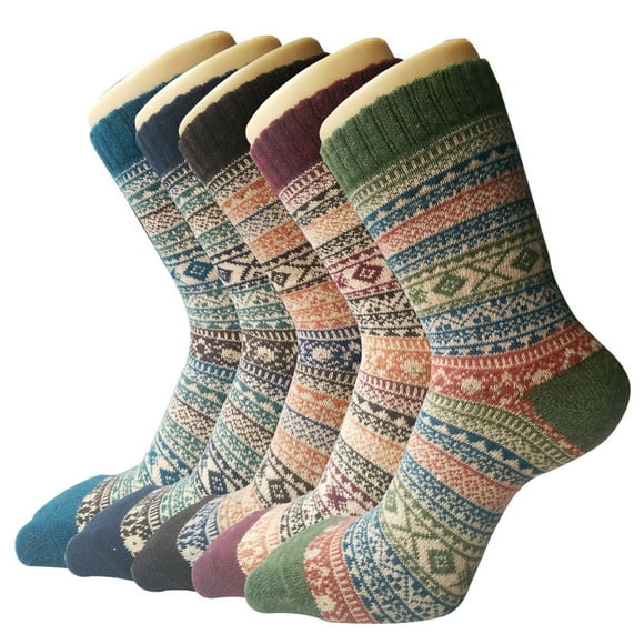 GDREDA Bas Style Ethnique Chaussettes Thermiques pour Hommes et Femmes Mélange de Laine de Haute Qualité Confort Bleu, Taille Unique