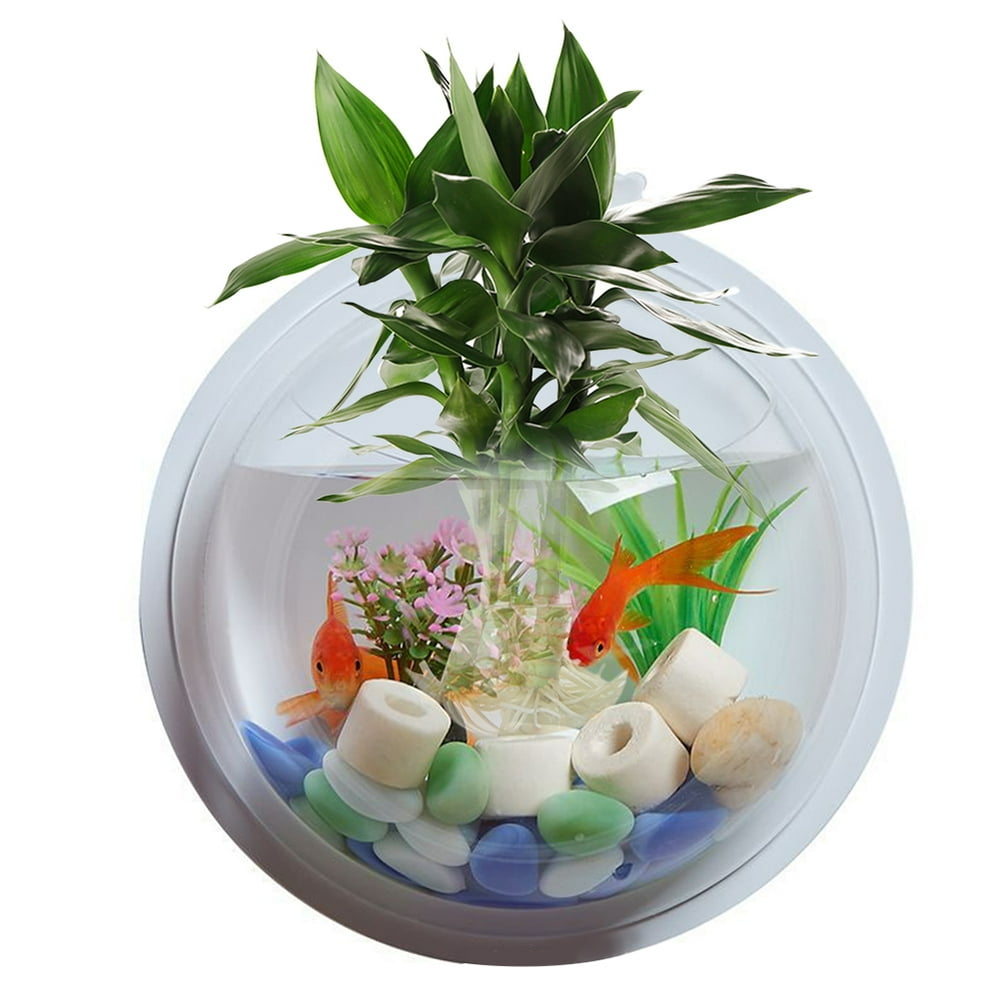 Famure Fish Bowl Acrylic Wall Hanging Fish Tank Aquarium Vase Plant