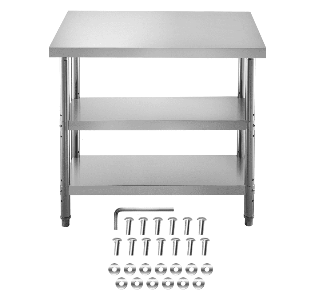 VEVOR 48x18x33 Stainless Steel Prep Table with 2 Adjustable