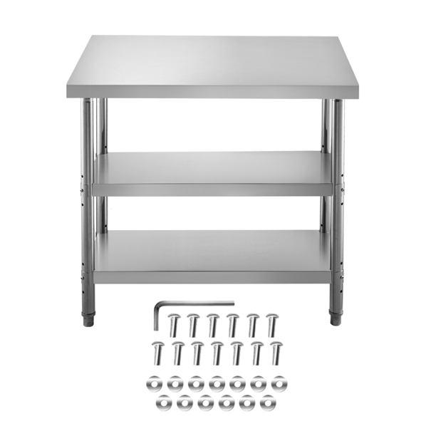 VEVOR 48x18x33 Stainless Steel Prep Table with 2 Adjustable