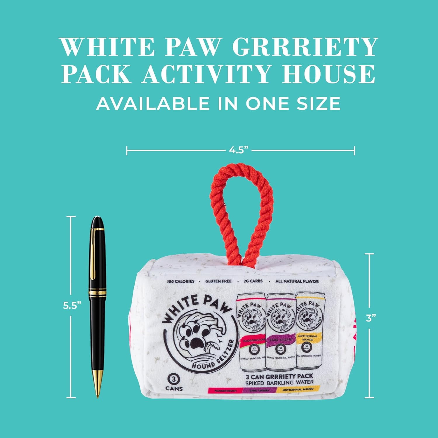 Haute Diggity Dog White Paw Grrriety Pack Activity House, Plush Dog Toys with Squeaker, Machine-Washable, for All Breeds, One Size