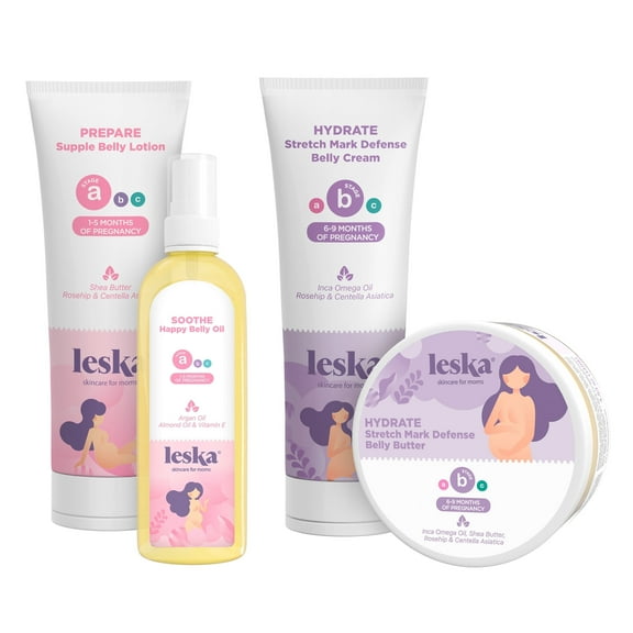 Leska Maternity Set with Belly Lotion, Stretch Mark Cream & Toning Gel, 3 Pack
