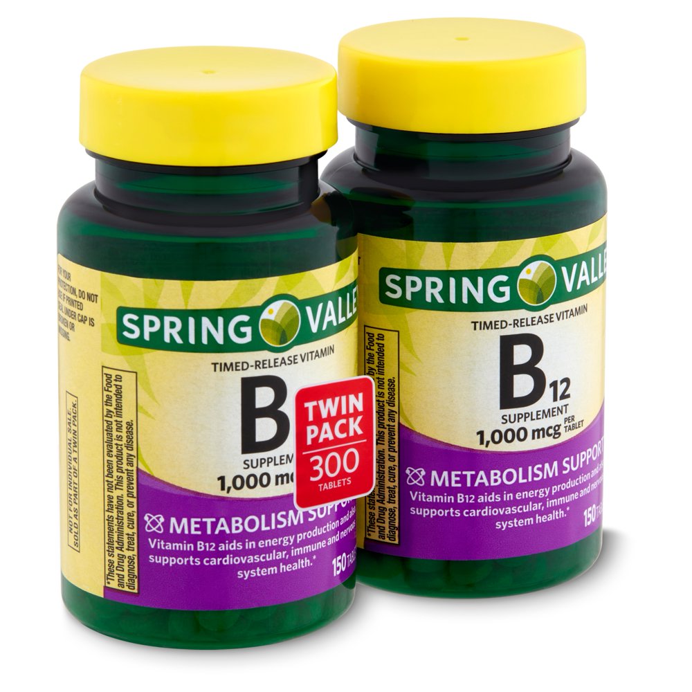 Spring Valley TimedRelease Vitamin B12 Supplement Twin Pack, 1,000 mcg