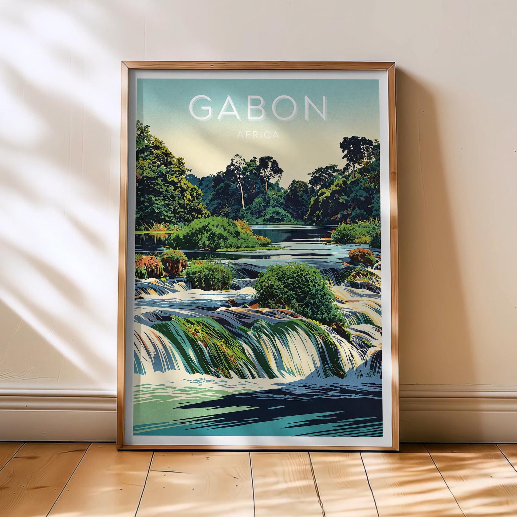 Gabon Travel Poster, Africa Poster, Gabon Retro Wall Art, Loango National Park Art, Libreville Decor, Gabon , Poster Print Only