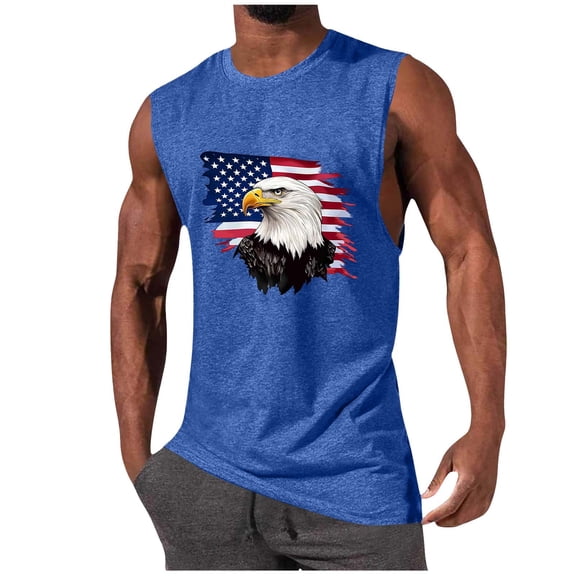 Summer Tank Tops for Men 2026 Bald Eagle Graphic 250 Anniversary USA Tank Top American 4th of July Patriotic Tee 2XL