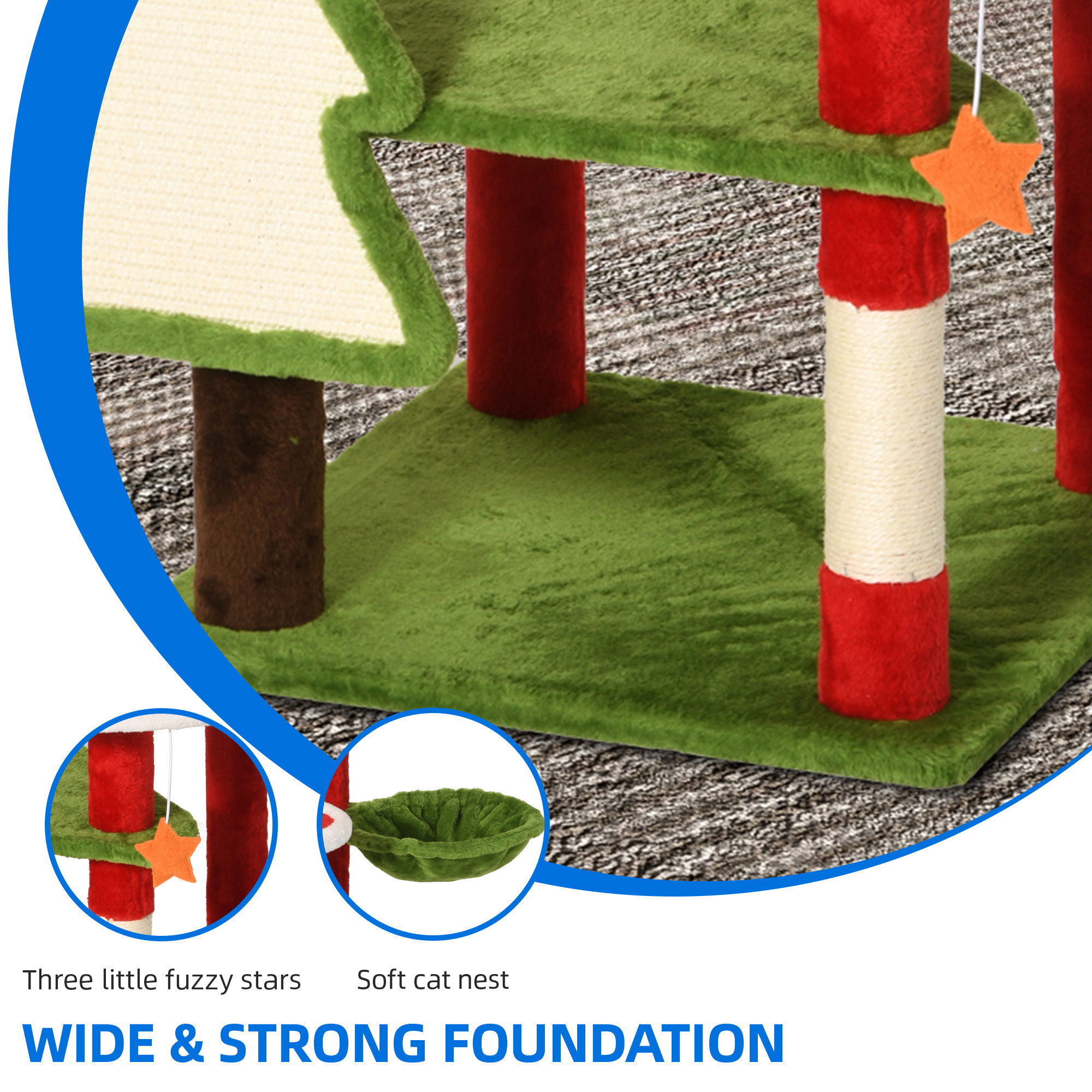Dextrus 54" Cat Tree Tower Condo,Multi-Level Christmas Decor Cat Climbing Tower with Top Perches, Hammock, Scratching Posts,for Indoor Kittens' Play Center ,Chrismas Decor
