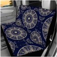 thumbnail image 3 of Yuyamidu Boho Flower Blossom Car Seat Covers Full Set with Steering Wheel Cover Blue Seat Belt Pads Headrest Covers Cup Holder Center Console Cover Keychain, 3 of 7