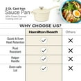 thumbnail image 2 of Hamilton Beach Enameled Cast Iron Sauce Pan 2-Quart Gray, Cream Enamel coating, Pot For Stove top and Oven Cooking, Even Heat Distribution, Safe Up to 400 Degrees, Durable and Dishwasher Safe, 2 of 7