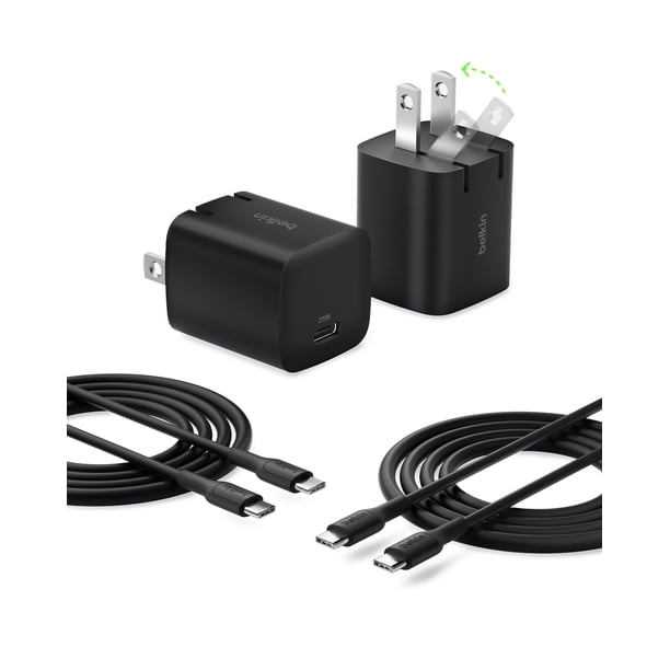 Cargador Belkin USB C de 25 W (paquete de 2) con cable USB C para Samsung