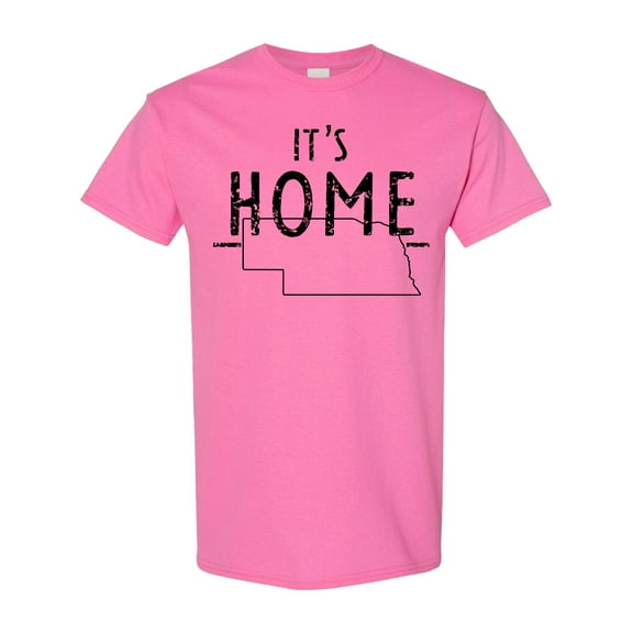 Inktastic It's Home State of Nebraska Outline Distressed Text T-Shirt