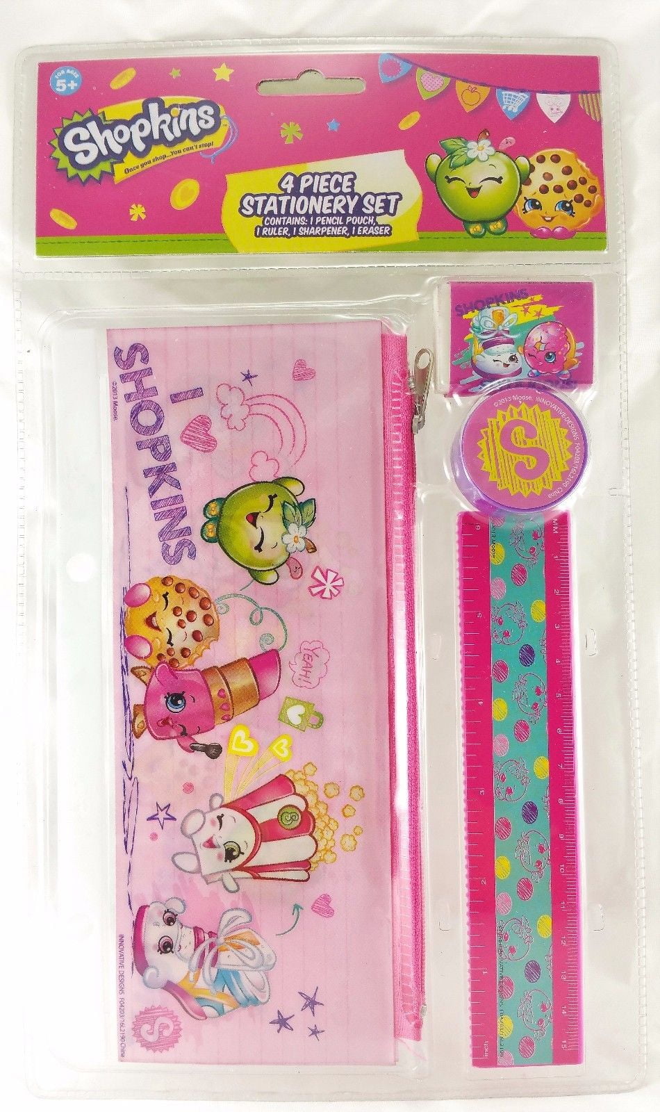 Shopkins 7 Piece Fun Calculator Stationery Set Pencil Eraser Sharpener Notepad 
