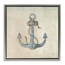 Stupell Industries Rustic Maritime Anchor Nautical & Beach Painting Gray Floater Framed Canvas Art Print Wall Art, 18 x 18