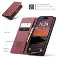 thumbnail image 4 of CaseMe Leather for iPhone 17 Pro Max Case, Flip Wallet Leather Case with Card Holder Magnetic Closure Shockproof Kickstand Protective Phone Cases Cover for iPhone 17 Pro Max,Wine Red, 4 of 12