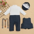 thumbnail image 5 of FYMNSI Baby Boy Baptism Clothes Suits Infant Gentleman Outfit Dress Shirt Vest Suspenders Pants with Beret Hat 9-12 Months, 5 of 8