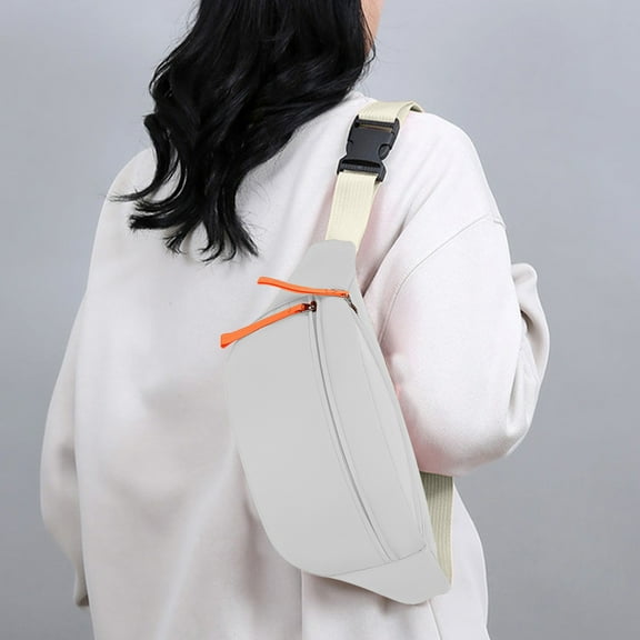 SHEIGUANNI Crossbody Fanny Pack for Women Men,Solid Nylon Large Waist Bag Hip Bum Bag with Adjustable Strap for Outdoors Workout Traveling Casual Running Hiking Cycling-Beige