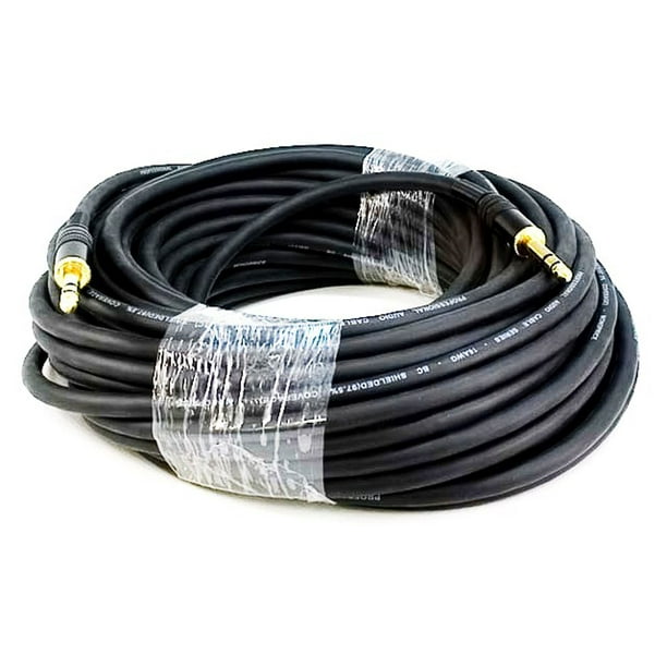 Monoprice Premier Series 1/4 Inch (TRS) Male to Male Cable Cord 75 Feet Black 16AWG (Gold