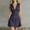 Navy, variant on Women's V-Neck Short Sleeve Denim Shirt Dress with Button Front