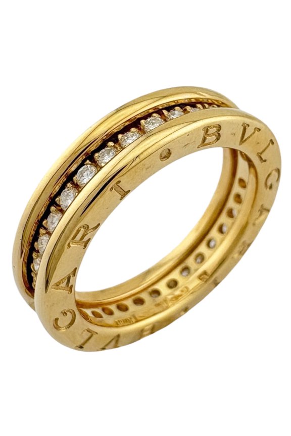 Pre-Owned Bvlgari Bulgari B.zero1 1-band ring, 18K yellow gold, diamond, women's, full diamond.
