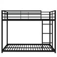 thumbnail image 5 of Full over Full Size Bunk Bed, Metal Low Bunkbeds with Full-length Guardrail and Built-in Ladder, Sturdy Metal Bed Frame, No Box Spring Needed for Teens Adults, Space Saving, 5 of 7