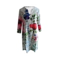 thumbnail image 4 of Robes pour Femmes 2024 Mode Décontractée Imprimé Floral Ample Grande Taille Col en V Mi-Longue Robe en Liquidation, 4 of 6