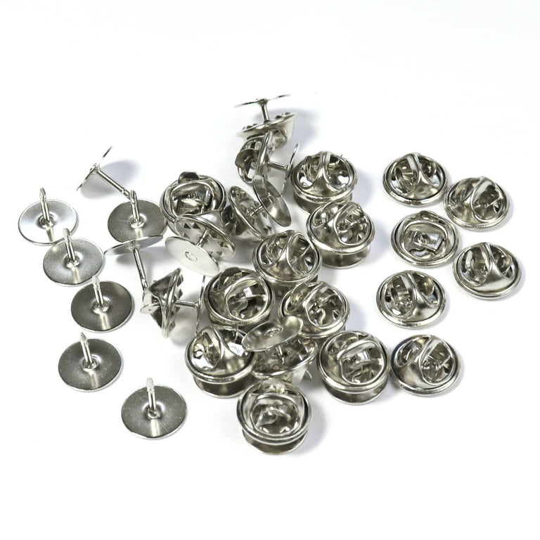 Pack of 50 Gold Silver Tie Tacks Blank Pins with Clutch Back 10mm Pad and  8mm Post