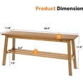thumbnail image 3 of Solid Wood Dining Bench, 39" Wooden Bench for Entryway, Bedroom, Kitchen & Living Room, with Shoe Rack Storage, Light Brown, 3 of 7