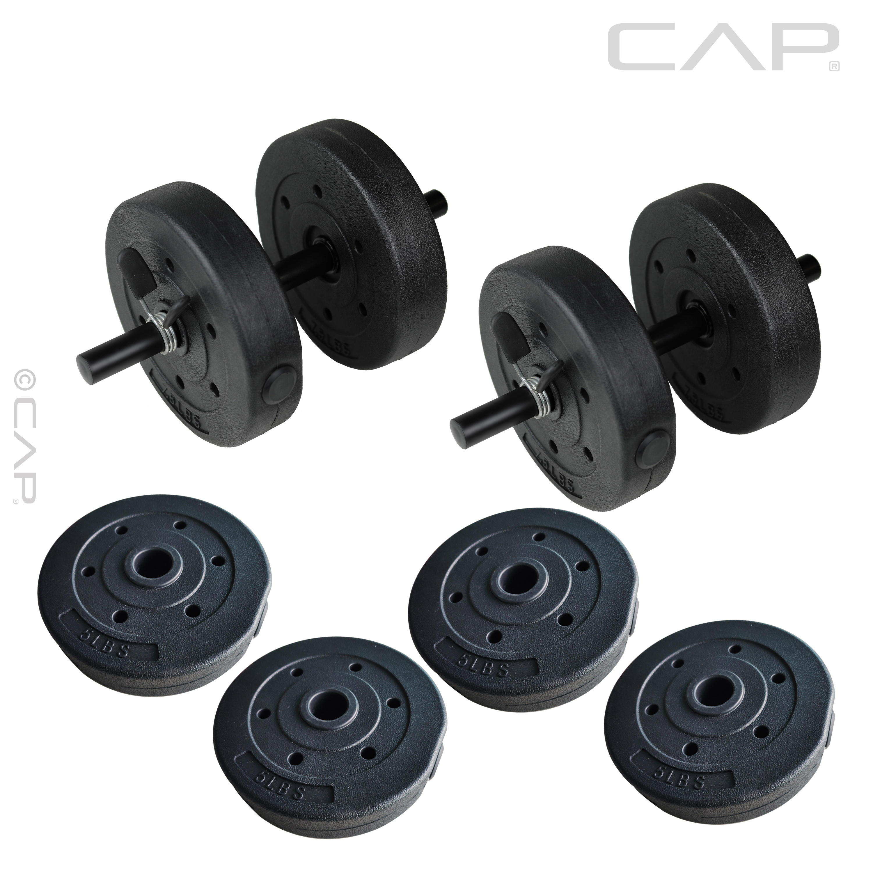 CAP Flat Weight Bench & 50 lb Adjustable Vinyl Dumbbell Set Combo - image 5 of 5