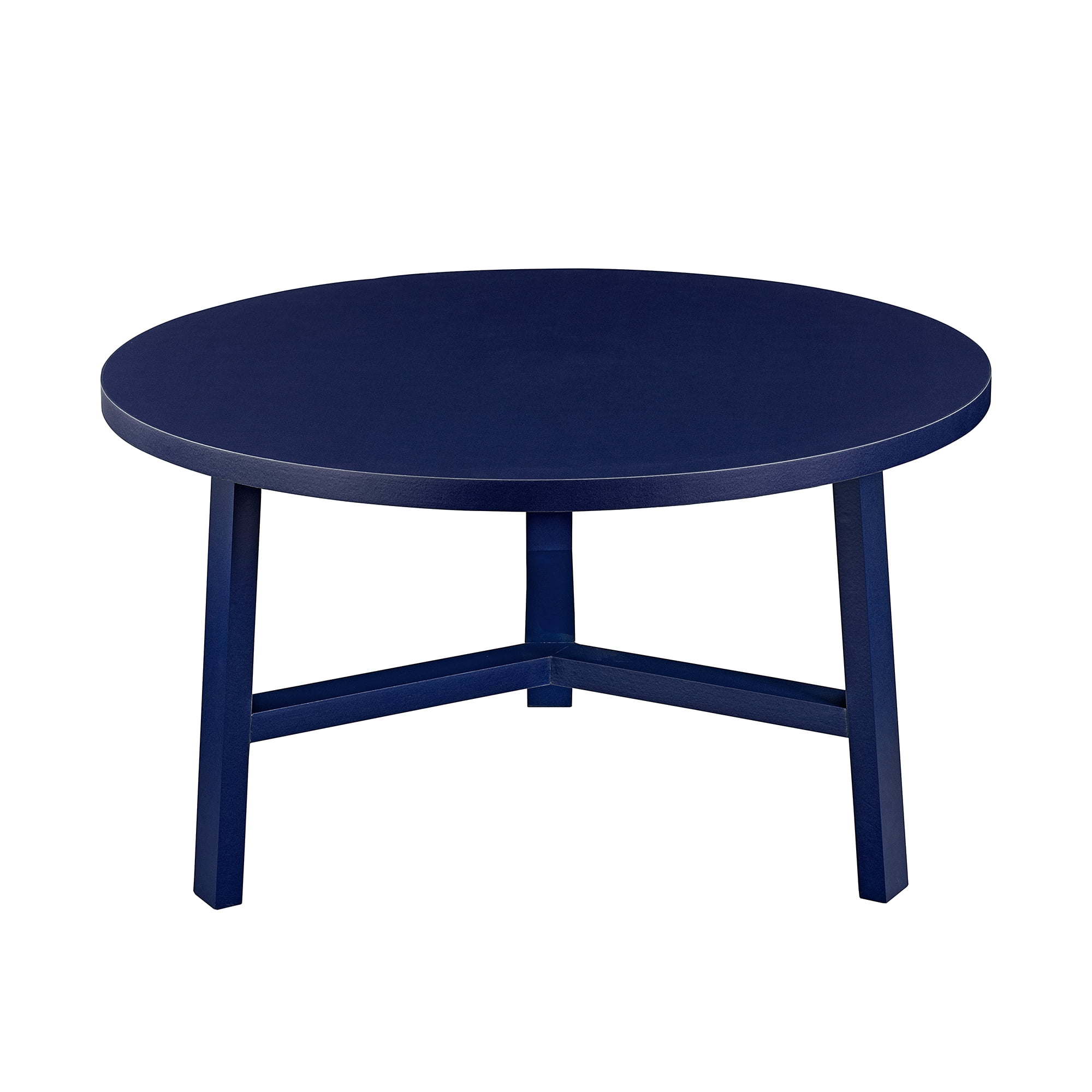 Walker Edison Mid-Century Modern Simple 3 Leg Round Coffee Table, Blue