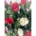 thumbnail image 3 of Door and Decor 24" Artificial Silk Red and Cream Roses Cemetery Saddle Bouquet, 3 of 5