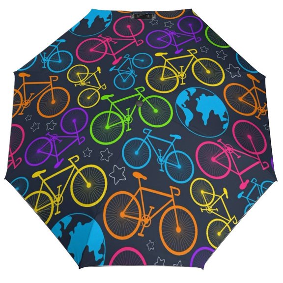 Color Bicycle Umbrella for Rain - Portable, Double Layer Automatic Folding Umbrella UV Protection for Rain Car Travel Outdoor Men Women