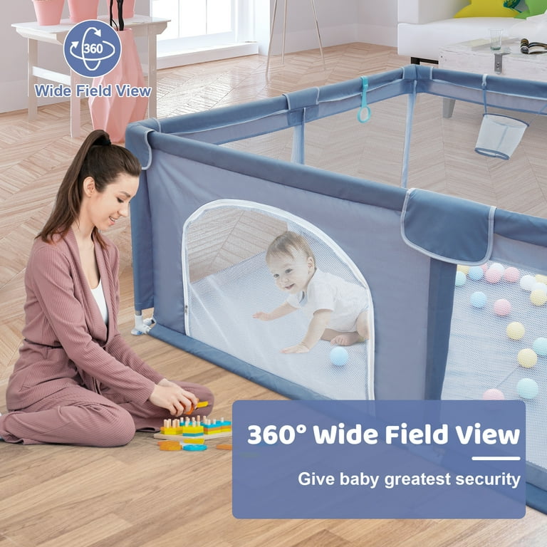 Baby Playpen, 79 x 63 Extra Large Play Yard Playpen for Babies and  Toddlers with 50 Ocean Balls, Indoor & Outdoor Safety Baby Activity Center  with