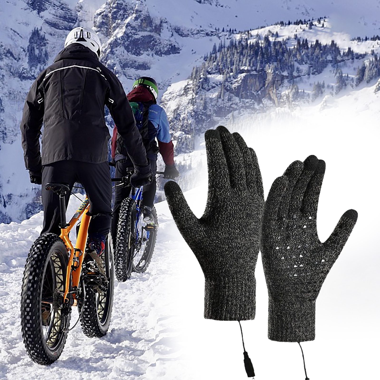 Heated Touchscreen Winter Gloves USB Rechargeable for Cold Weather,Thermal Warm Gloves for Men Women with Upgraded Heating,for Outdoor Skiing&Winter Activities,Soft Knit Lining Gloves