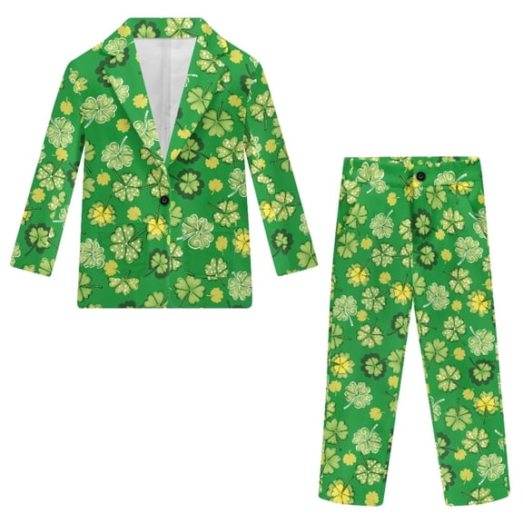 Whosucclay Salamander Clover Boys Suit, Polyester Elastic Adjustable Waist Boys Suit Set for School Photograph, 2 Piece Slim Fit Tuxedo