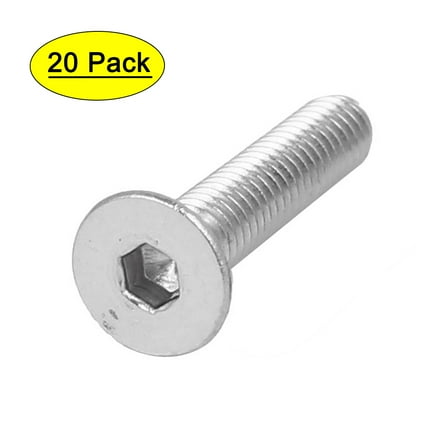 M4x20mm 316 Stainless Steel Flat Head Hex Socket Cap Screw Bolt Fastener 20pcs