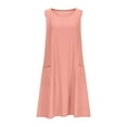 thumbnail image 4 of Dezsed Women's Summer Casual Sleeveless Cotton Linen Dresses Loose Tunic Tank Beach Mini Dress Sundress with Pocket Pink L, 4 of 6