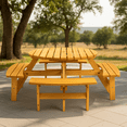 thumbnail image 4 of Homy Casa 8-Person Wooden Picnic Table Set – Perfect for Backyard Gatherings and Outdoor Dining, Natura, 4 of 9