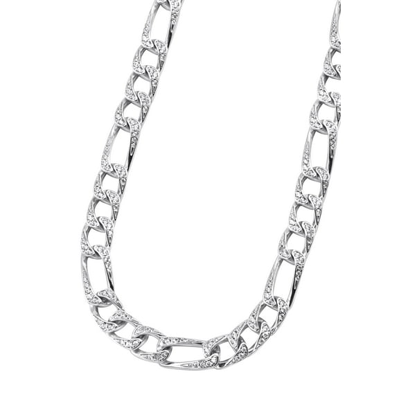 Silver Chain -  Iced Out Figaro Chain