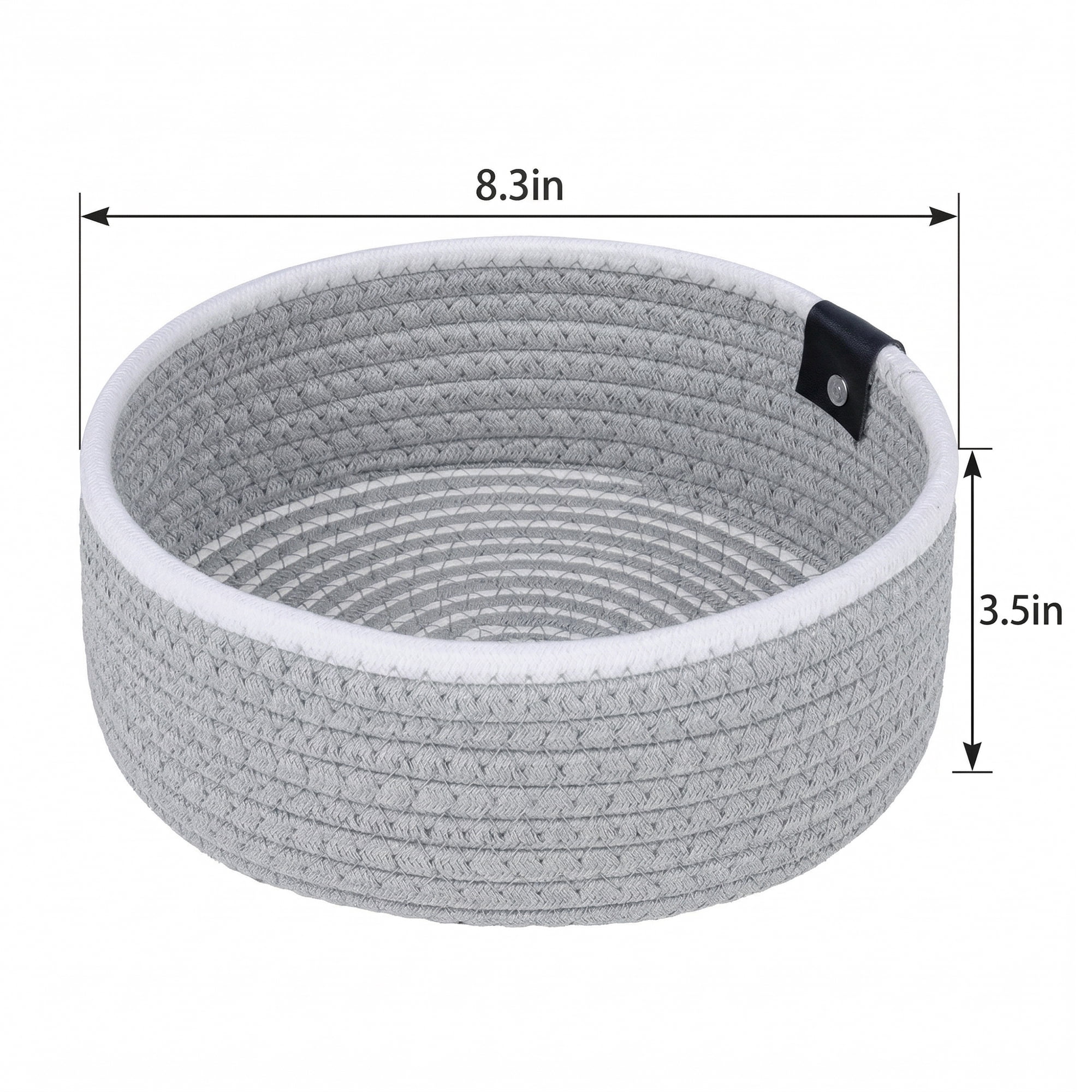 Unique Bargains Woven Storage Basket for Key Tray Bowl Grey 8.3*8.3*3.5in